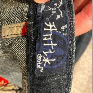 Vintage Baggy Skater Jeans with pocket embroidery Antik